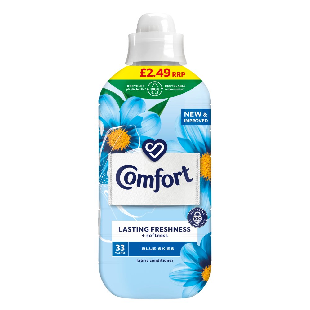 Comfort Fabric Conditioner Blue Skies 33 Wash 990ml (Pack of 8)