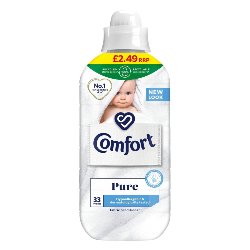 Comfort Fabric Conditioner Pure 33 Wash 990ml (Pack of 8)