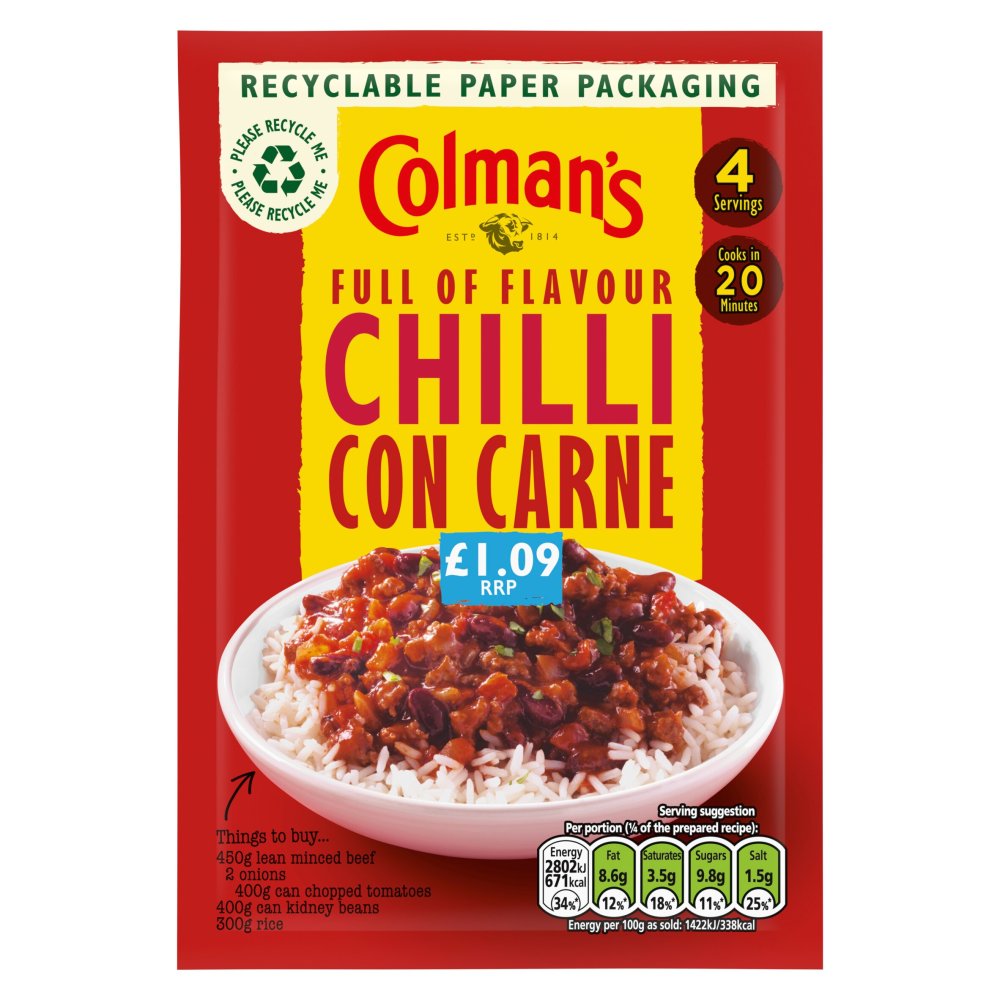 Colman's Recipe Mix Chilli Con Carne 50g (Pack of 10)