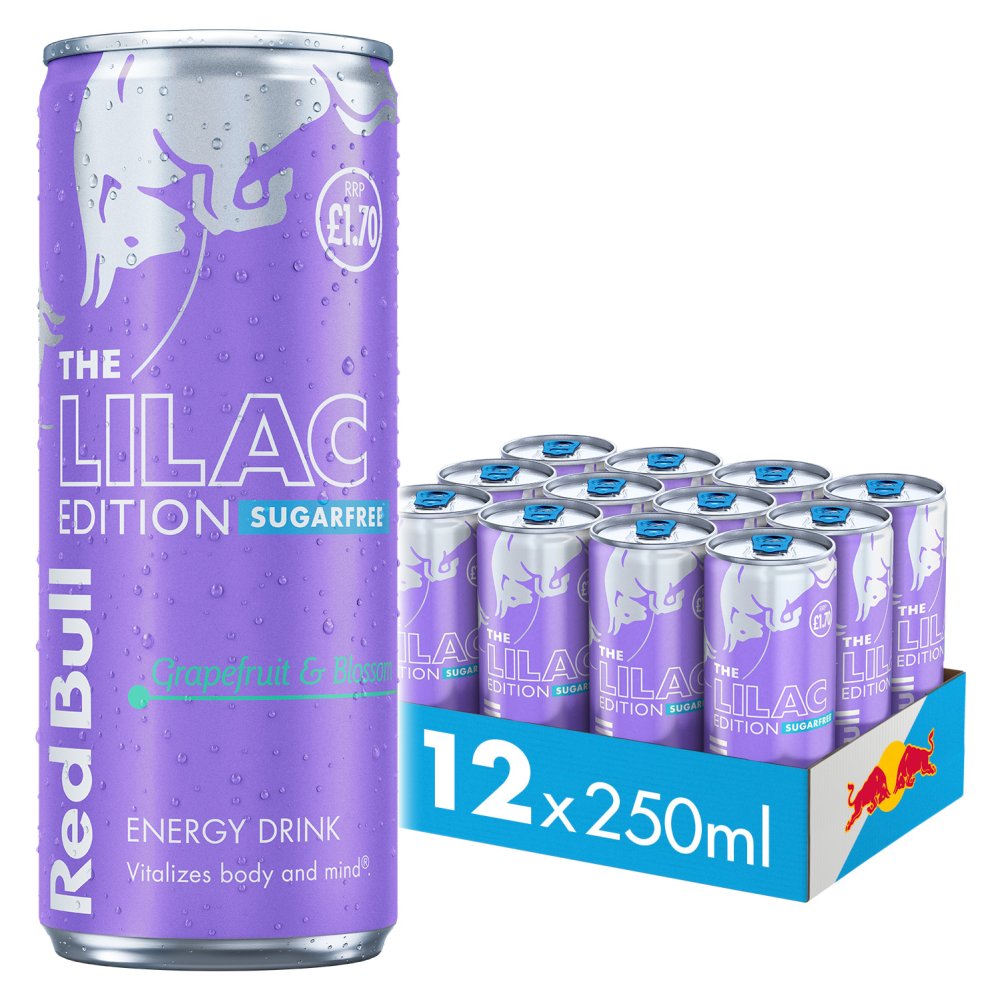 Red Bull Lilac Edition Sugarfree Grapefruit & Blossom Energy Drink 250ml (Pack of 12)