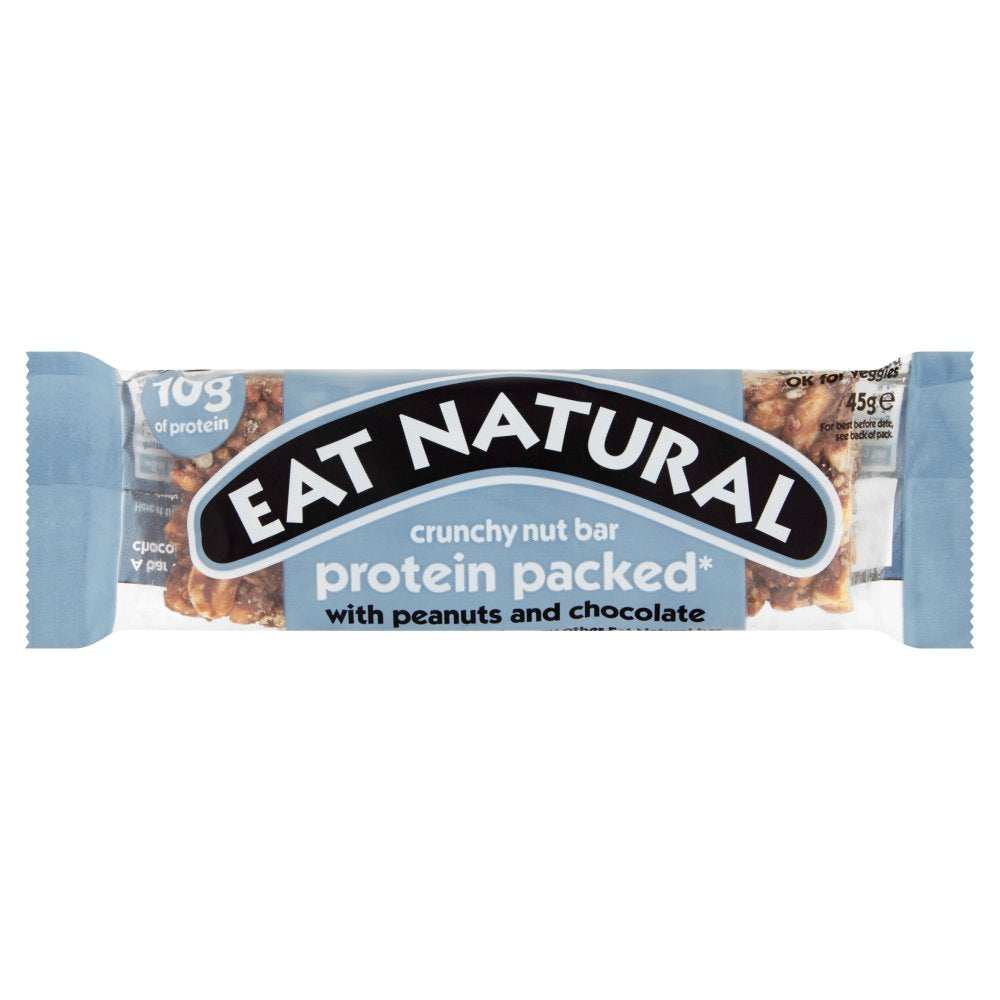 Eat Natural Protein Packed Crunchy Nut Bar with Peanuts and Chocolate 45g (Pack of 12)