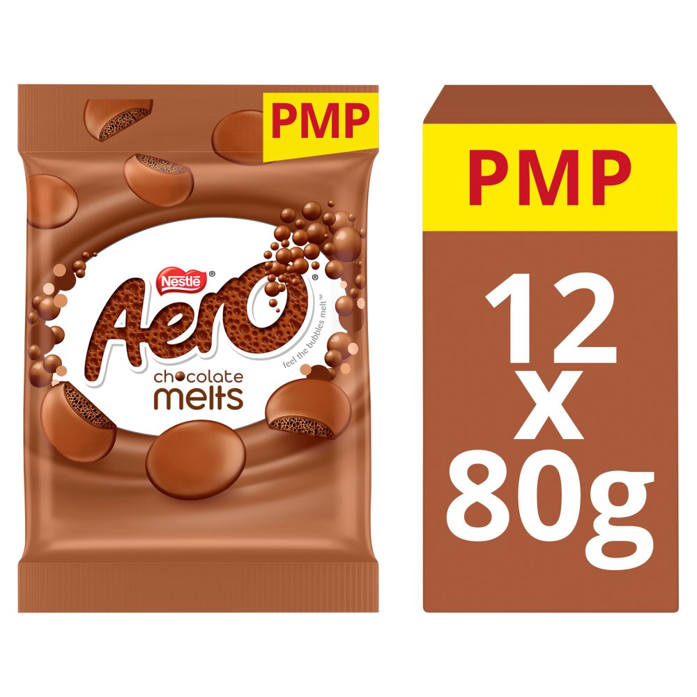 Aero Melts Milk Chocolate Sharing Bag 80g (Pack of 12)