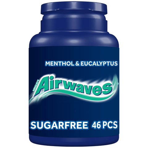 Airwaves Menthol & Eucalyptus Sugar Free Chewing Gum Bottle 46 Pieces (Pack of 6)