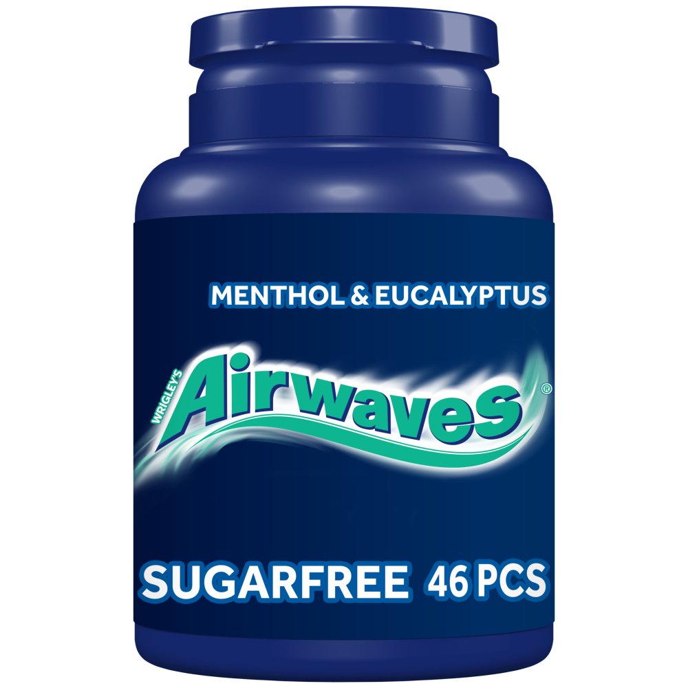 Airwaves Menthol & Eucalyptus Sugar Free Chewing Gum Bottle 46 Pieces (Pack of 6)