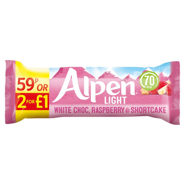 Alpen Light White Choc, Raspberry & Shortcake 19g (Pack of 24)