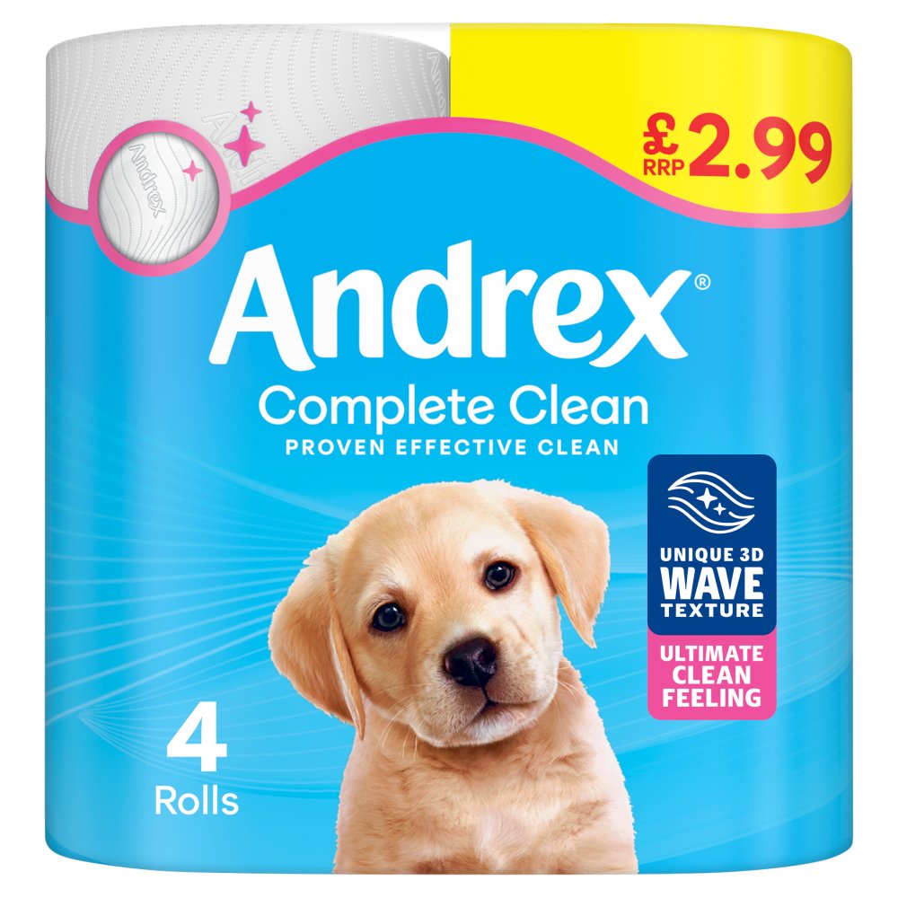 Andrex Complete Clean Toilet Tissues 4 Rolls (Pack of 6)