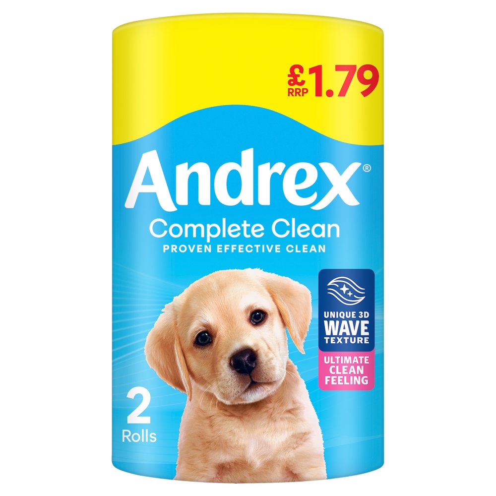 Andrex Complete Clean Toilet Tissue 2 Roll (Pack of 12)