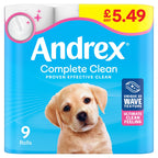 Andrex Complete clean Toilet Tissue 9 Roll (Pack of 4)