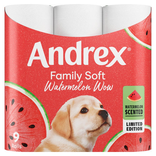 Andrex Family Soft Limited Edition Watermelon Wow Scented Toilet Rolls 9 (Pack of 5)