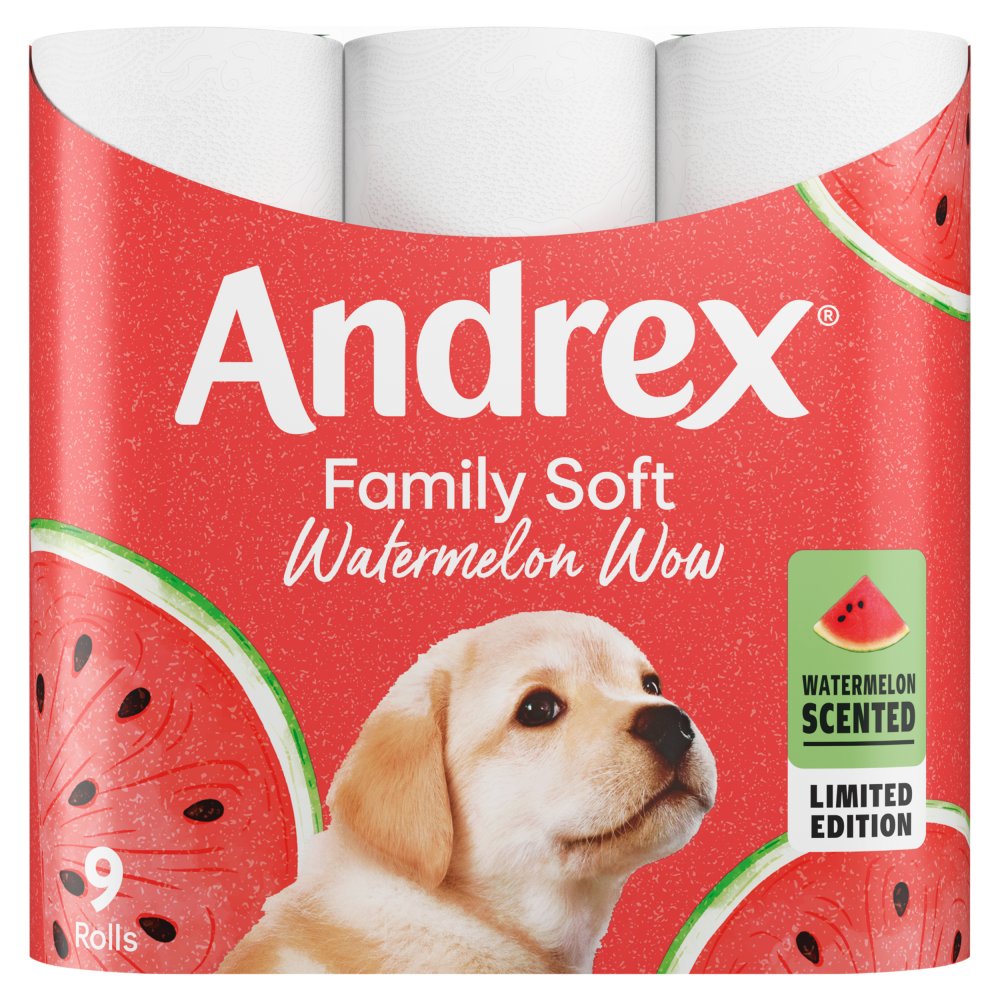 Andrex Family Soft Limited Edition Watermelon Wow Scented Toilet Rolls 9 (Pack of 5)