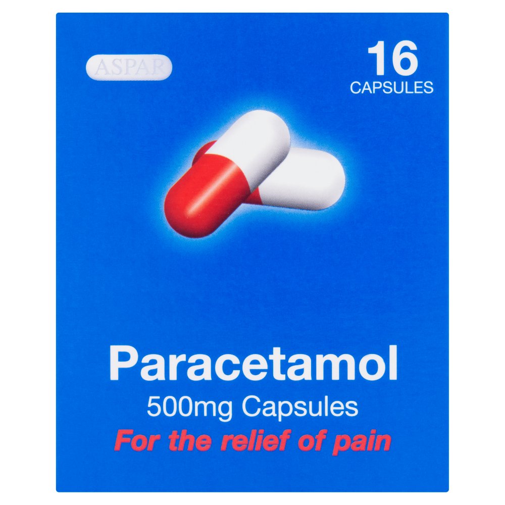 Aspar Paracetamol 500mg Capsules 16 Capsules (Pack of 12)