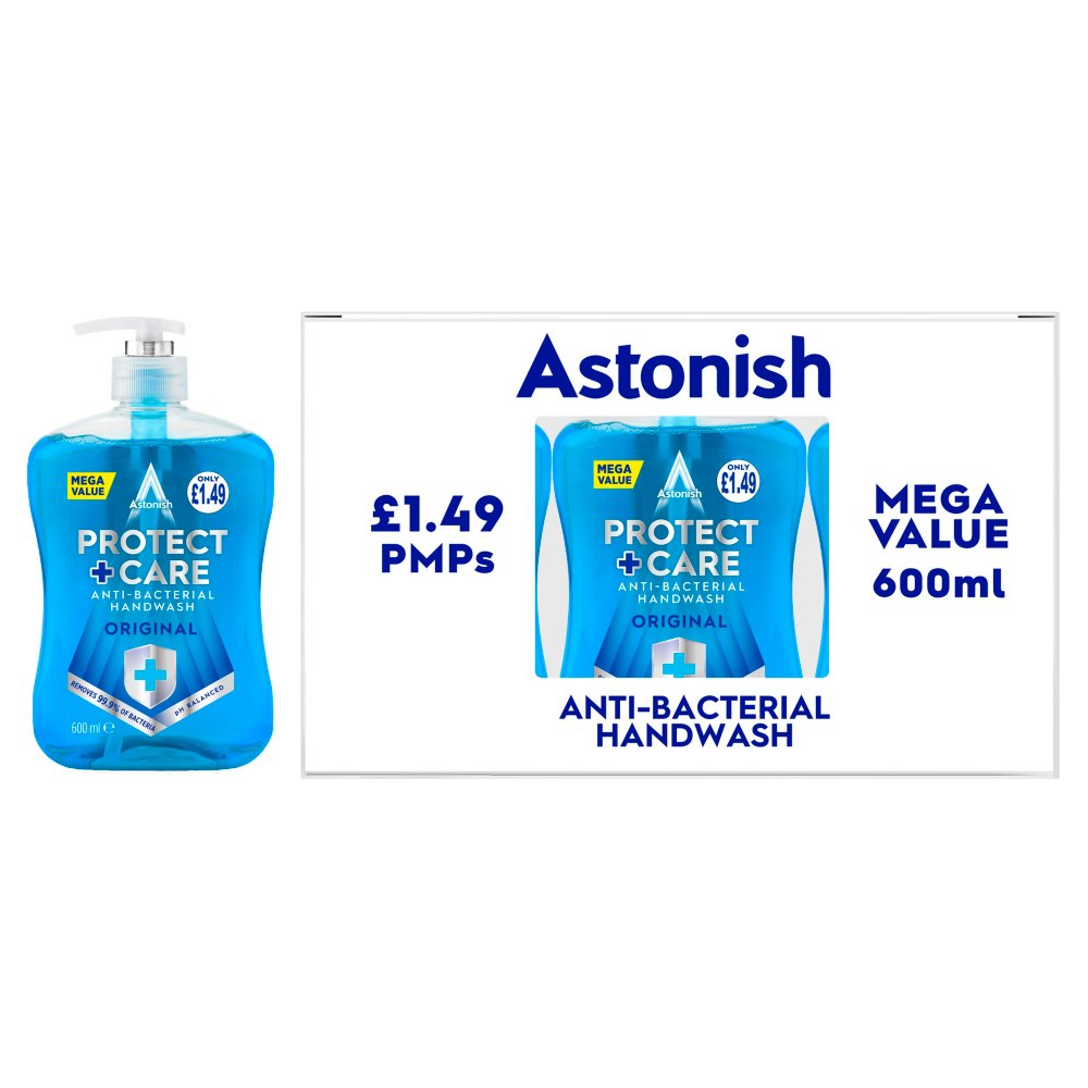 Astonish Protect + Care Anti-Bacterial Handwash Original 600ml (Pack of 6)