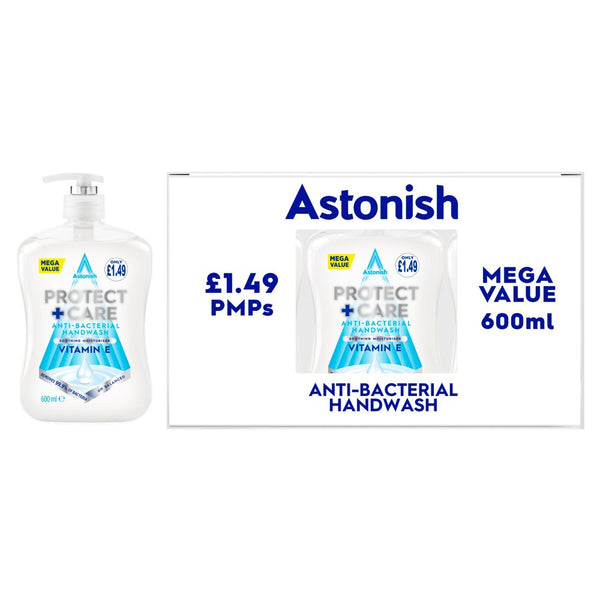 Astonish Protect + Care Anti-Bacterial Handwash Vitamin E 600ml (Pack of 6)
