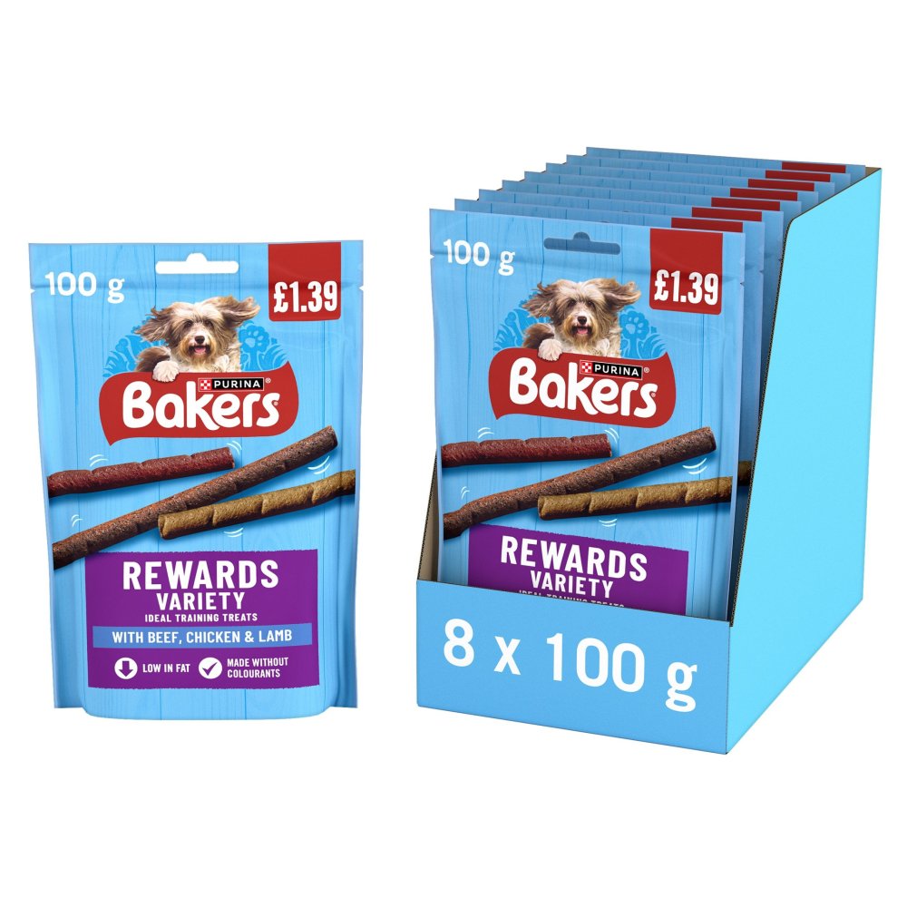 BAKERS Dog Treats Mixed Variety Rewards 100g (Pack of 8)