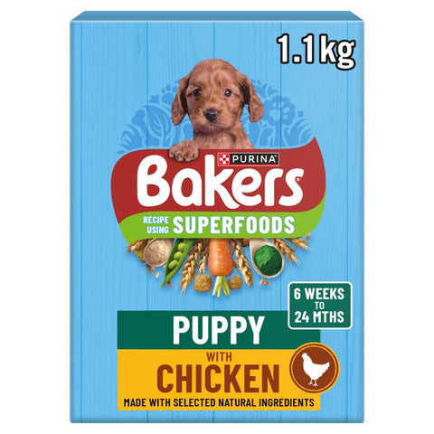 BAKERS Puppy Chicken with Vegetables Dry Dog Food 1.1kg (Pack of 1)