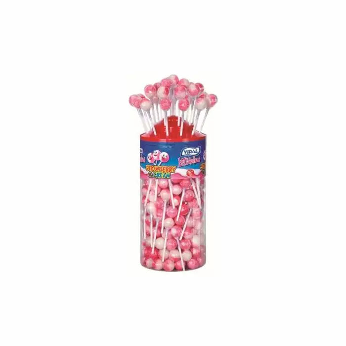 Vidal Lotta Lollies Strawberry & Cream Lollipops 1kg (Pack of 1)