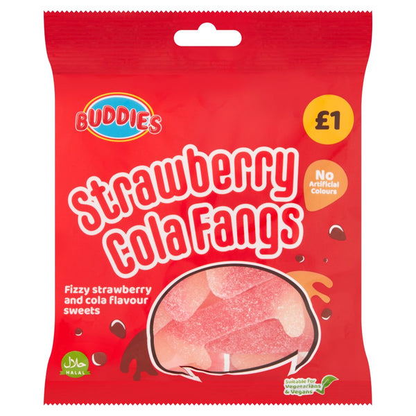BUDDIES Strawberry Cola Fangs 160g (Pack of 40)