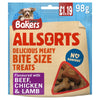 Bakers Allsorts Delicious Bite Size Treats Flavoured with Chicken, Beef & Lamb 98g (Pack of 6)