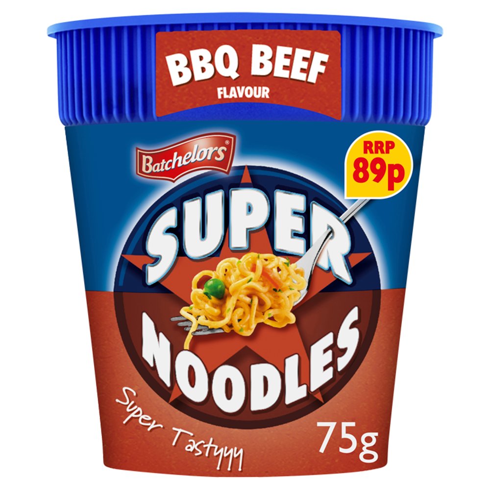 Batchelors Super Noodles BBQ Beef Flavour Instant Noodle Pot 75g (Pack of 8)