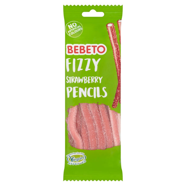 Bebeto Fizzy Strawberry Pencils 160g (Pack of 12)