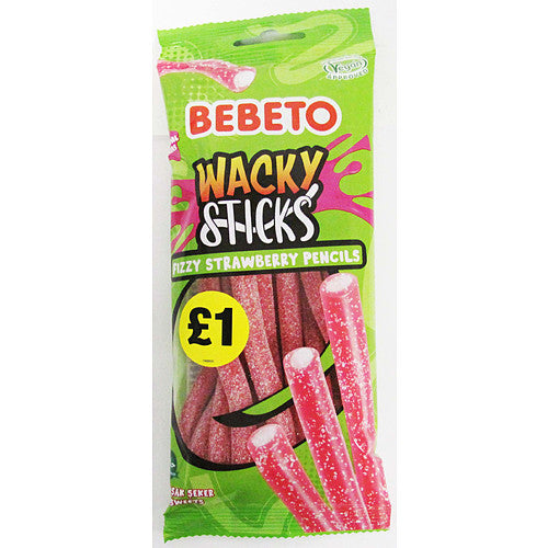 Bebeto Fizzy Strawberry Pencils 140g (Pack of 48)