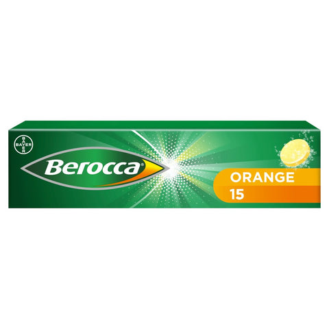 Berocca Orange Flavour 15 Sugar Free Effervescent Tablets (Pack of 4)