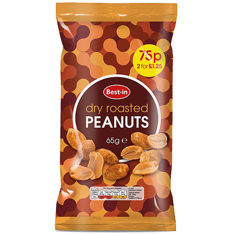 Bestin Dry Roasted Peanuts 65g (Pack of 12)