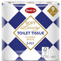 Bestin Luxury Toilet Rolls White 9 Rolls (Pack of 5)
