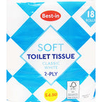 Bestin Soft Toilet Tissue White 18  Rolls (Pack of 2)