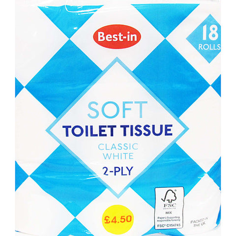 Bestin Soft Toilet Tissue White 18  Rolls (Pack of 2)