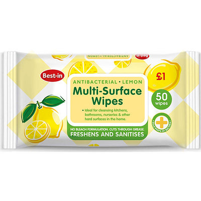 Bestin Antibacterial Multi Surface 50 Wipes(Pack of 12)