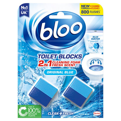 Bloo 2in1 In-Cistern Original Blue Toilet Blocks 2 x 50g (Pack of 7)