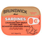 Brunswick Canadian Style Sardines in Louisiana Hot Sauce 106g (Pack of 12)