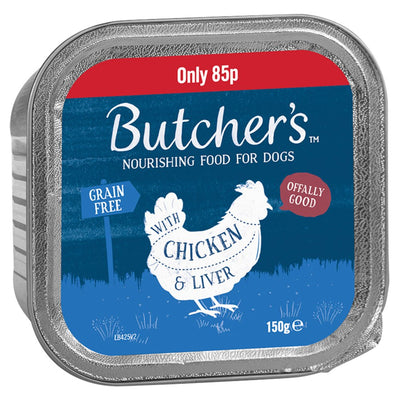 Butcher's Chicken & Liver Dog Food Tray 150g (Pack of 11)