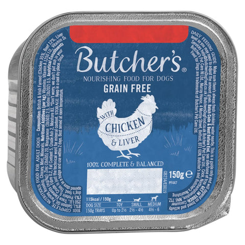 Butcher's Chicken & Liver Dog Food Tray 150g (Pack of 12)