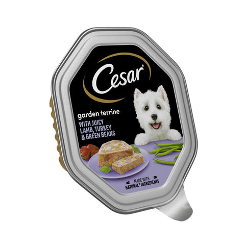 Cesar Garden Terrine Dog Food Tray Lamb, Turkey & Green Beans in Loaf 150g (Pack of 14)