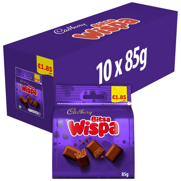 Cadbury Bitsa Wispa Chocolate Bag 85g (Pack of 10)
