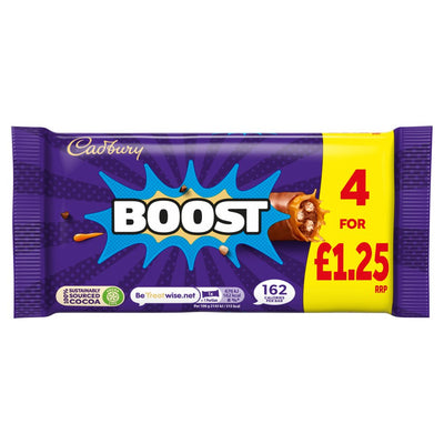 Cadbury Boost Chocolate Bar 4 Pack Multipack 126g (Pack of 9)