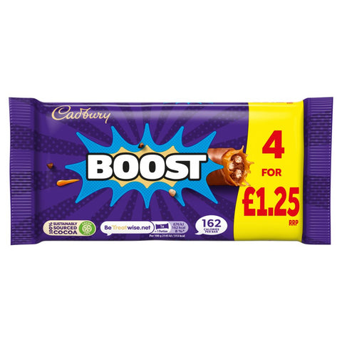 Cadbury Boost Chocolate Bar 4 Pack Multipack 126g (Pack of 9)