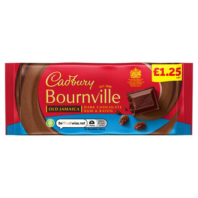 Cadbury Bournville Old Jamaica Dark Chocolate Rum & Raisin 100g (Pack of 18)