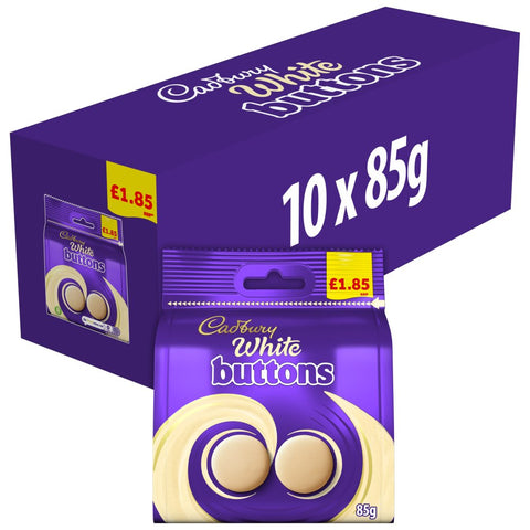 Cadbury White Buttons Chocolate Bag 85g (Pack of 10)