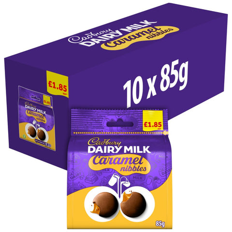 Cadbury Dairy Milk Caramel Nibbles Chocolate Pouch Bag 85g (Pack of 10)