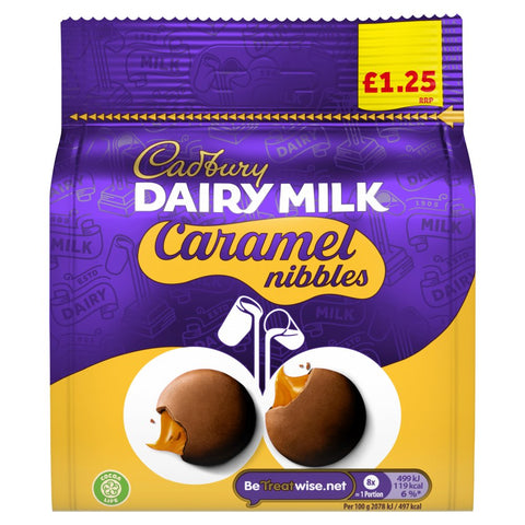 Cadbury Dairy Milk Caramel Nibbles Chocolate Pouch Bag 95g (Pack of 10)