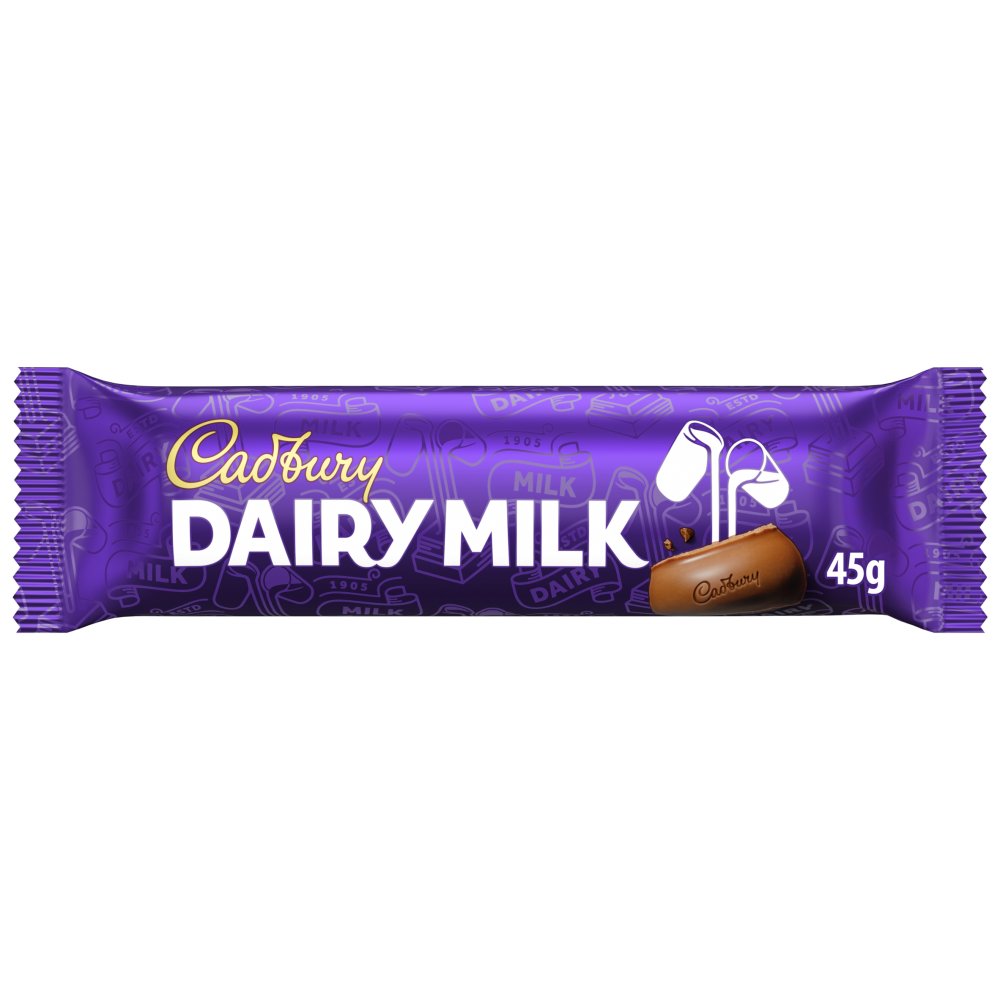 Cadbury Dairy Milk Chocolate Bar 45g (Pack of 48)