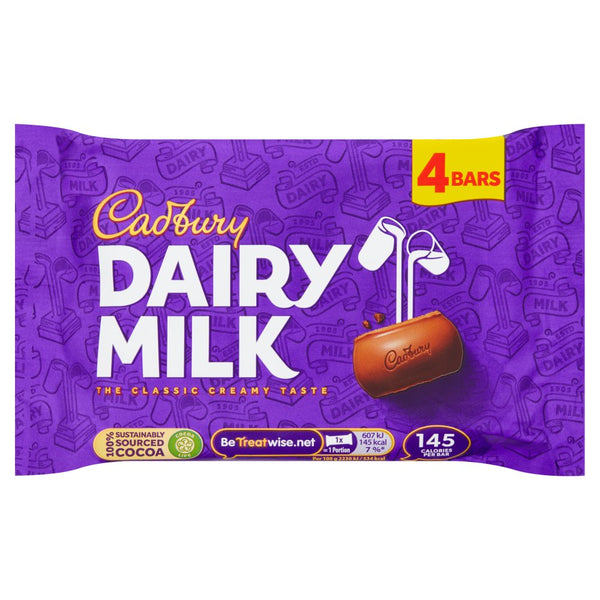 Cadbury Dairy Milk Chocolate Bar 4 Pack Multipack 108.8g (Pack of 14)