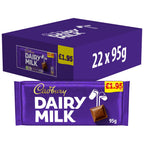 Cadbury Dairy Milk Chocolate Bar 95g (Pack of 22)
