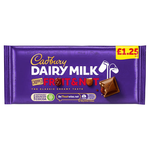 Cadbury Dairy Milk Fruit and Nut Chocolate Bar 95g (Pack of 22)
