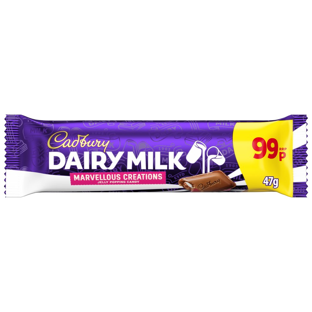 Cadbury Dairy Milk Marvellous Creations Jelly Popping Chocolate Bar 47g (Pack of 24)