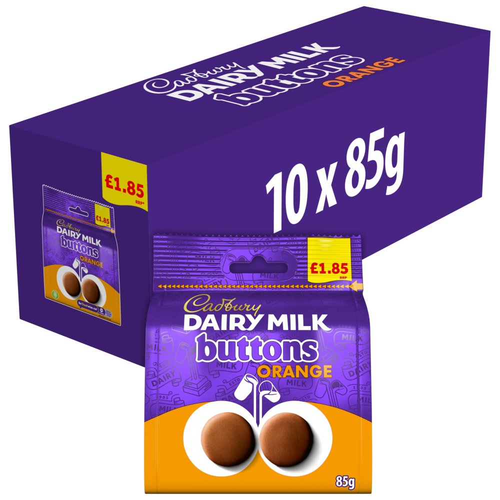 Cadbury Dairy Milk Orange Buttons Chocolate Bag 85g (Pack of 10)