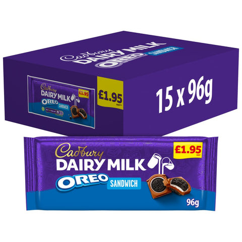 Cadbury Dairy Milk Oreo Sandwich Chocolate Bar 95g (Packof 15)